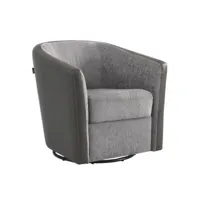 fauteuil cabriolet tournant timber tissu chenillé & pvc gris anthracite 20101008263