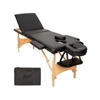 tectake table de massage portable pliante à 3 zones avec cadre en bois 401466