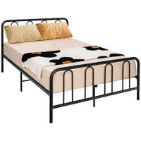 giantex cadre de lit en métal pour matelas de 160 x 200 cm, lit double en métal, cadre de lit avec tête de lit et pied de lit, espace de rangement sous le lit, lit adolescent moderne (208 x 164 x 101