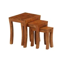table gigogne 3 pcs bois massif d'acacia 50x35x50 cm marron