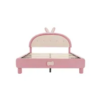 lit enfant capitonné lit avec tête de lit ronde velour lit d'appoint lit double 140 x 200 cm rose