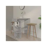 table de bar étagère de rangement table haute  table de cuisine gris béton 100x50x101,5 cm meuble pro frco26259
