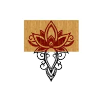 epikasa décoration en métal et bois fleur de lotus 4 - art mural, décoration murale nature - entrée, salon, salle à manger, chambre, bureau - noir, marron en métal, bois, 50x1,8x57 cm am8681847252108