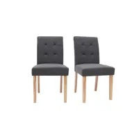 chaises capitonnées en tissu gris foncé et bois clair (lot de 2) ester