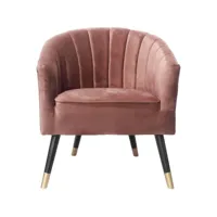 fauteuil en velours  pieds en bois bicolores royal mauve lm1851pi
