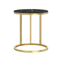 table d'appoint, table de salon, bout de canapé doré et marbre noir 45 cm verre trempé pjqw46248 meuble pro