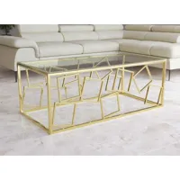 table basse design en verre et métal doré rectangulaire arvi