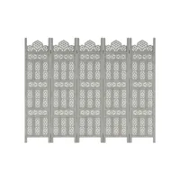 cloison de séparation 5 panneaux  paravent pour jardin, balcon, terrasse gris 200x165 cm bois manguier meuble pro frco18885