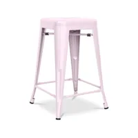 tabouret de bar design industriel - acier mat - 60cm - stylix rose pâle