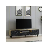 meuble tv regium bois chêne et noir