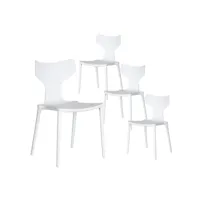 blist - lot de 4 chaises empilables pp blanc dossier en t