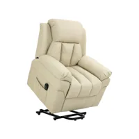 fauteuil de relaxation électrique fauteuil releveur inclinable avec repose-pied ajustable revêtement synthétique crème