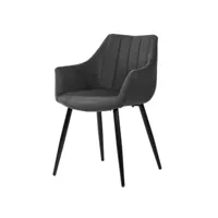 chaise avec accoudoir tissu matelassé et acier noir kony-couleur gris foncé