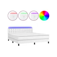 cadre de lit led avec sommier tête de lit matelas 180x200 cm synthétique blanc tdl0208720