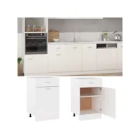 armoire de plancher à tiroir, meuble bas cuisine, armoire rangement de cuisine blanc 50x46x81,5 cm aggloméré pewv42730 meuble pro