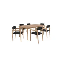 ensemble table et chaises de jardin tunga 6 personnes en bois de teck
