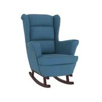 fauteuil salon - fauteuil à bascule et pieds en bois massif d'hévéa bleu velours 78x93x97 cm - design rétro best00005502225-vd-confoma-fauteuil-m05-737