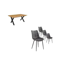 ensemble meubles table manger 170 chêne style industriel lot de 4 chaises de salle à manger chaise tapissée