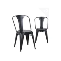 lot de 2 chaises bistrot chaise metal industriel brook (noir) 332