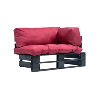 canapé de jardin palette  sofa banquette de jardin avec coussins rouge pinède meuble pro frco13575