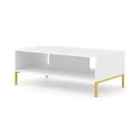 table basse wave 90x60 cm façades fraisées blanc mat sur pieds dorés wave_coffe_table_white_mat