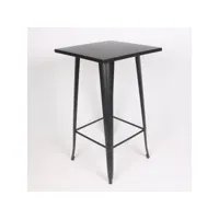 table haute carrée 60x60cm - mange debout style industriel en métal noir mat