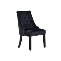 chaise de salle à manger windsor simple - rembourrage en velours moelleux et pieds en bois massif robustes - parfait pour votre salle à manger et salon - noir
