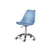 chaise de bureau en polypropylène avec assise en cuir écologique avec base en métal carla bleu
