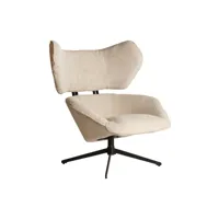 fauteuil pivotant en coton bouclé crème, 86x90x99 cm