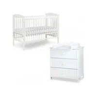 radek iii chambre bébé commode à langer et lit en bois    blanc   120x60 cm