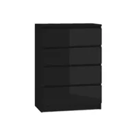 3xeliving commode demi avec 4 tiroirs, couleur: noir brillant, dimensions: l: 70cm, p 39 cm, h: 101 cm, avec deux portes et quatre tiroirs