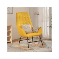 chaise à bascule fauteuil à bascule  fauteuil de relaxation jaune moutarde tissu meuble pro frco49837