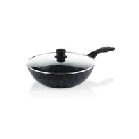 westinghouse - poêle wok 30 cm - avec couvercle - marbre noir wccw0009030mbb