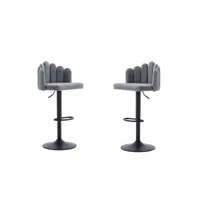 chaises de bar lot de 2 pivotantes chaises réglables en hauteur chaises de loisirs avec repose-pieds gris