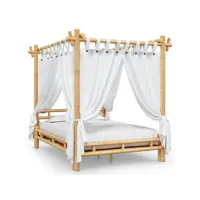 lit à baldaquin，lit adulte，meuble de chambre 140x200 cm bambou ves159762