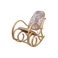 fauteuil à bascule rocking chair en bois clair et tissu fleur marron fab04023