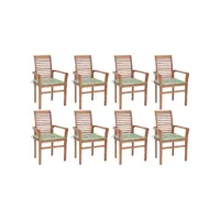 lot de 8 chaises  chaises de salle à manger chaises à dîner  avec coussins motif feuilles teck solide meuble pro frco24346