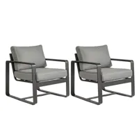 fauteuil de jardin en aluminium et tissu (lot de 2) - etretat