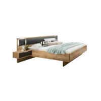 lit futon aurelia chêne poutre 160 x 200 cm + éclairage + chevets + coussin 20101005407
