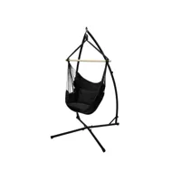 hamac fauteuil suspendu design jardin coton support anthracite 120 cm extérieure