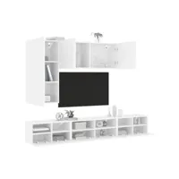 armoires murales tv 5 pcs blanc bois d'ingénierie
