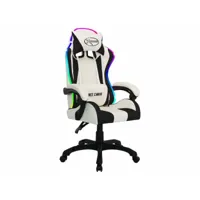 chaise de bureau ergonomique - fauteuil de bureau de jeux vidéo avec led rvb blanc et noir similicuir pwfn87903