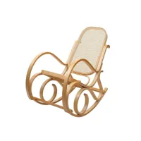 fauteuil à bascule rocking chair couleur chêne dossier rotin fab04022