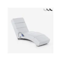 chaise longue massante chauffante fauteuil en similicuir rennes - blanc