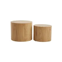 tables basses gigognes ovales scandinaves bois clair finition chêne (lot de 2) woody