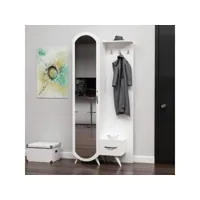 homemania vestiaire - meuble d’entree kerry armoire - avec étagères à chaussures, miroir, porte, tiroir - blanc en bois, 80 x 35 x 180 cm