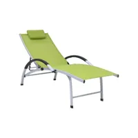 transat chaise longue bain de soleil lit de jardin terrasse meuble d'extérieur aluminium textilène vert helloshop26 02_0012261