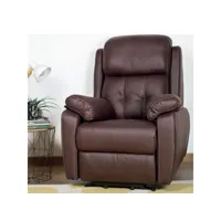 fauteuil relax releveur électrique en microfibre marron - fado - l 67 x l 90 x h 104 cm