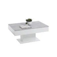 table de salon gris béton et blanc