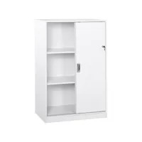 armoire de bureau 2 portes coulissantes verrouillables dim. 80l x 40l x 120h cm 2 étagères panneaux particules blanc